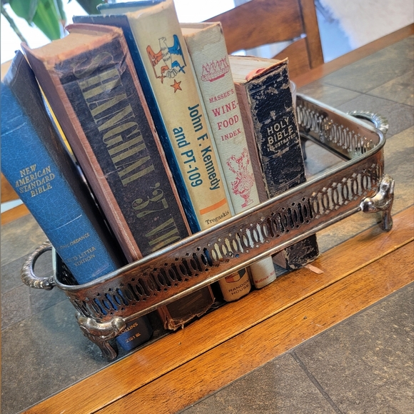 I.S. Silver Co. Plated Display Cassarole Server Tray 11" X 7" Trendy Book Holder - Picture 1 of 11